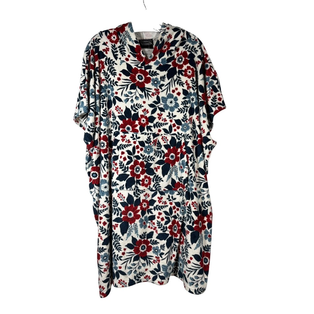NWT Marlo Lorenz O/S Throwzy Poncho Ultra Soft Floral Coverup Beach Pool Shower